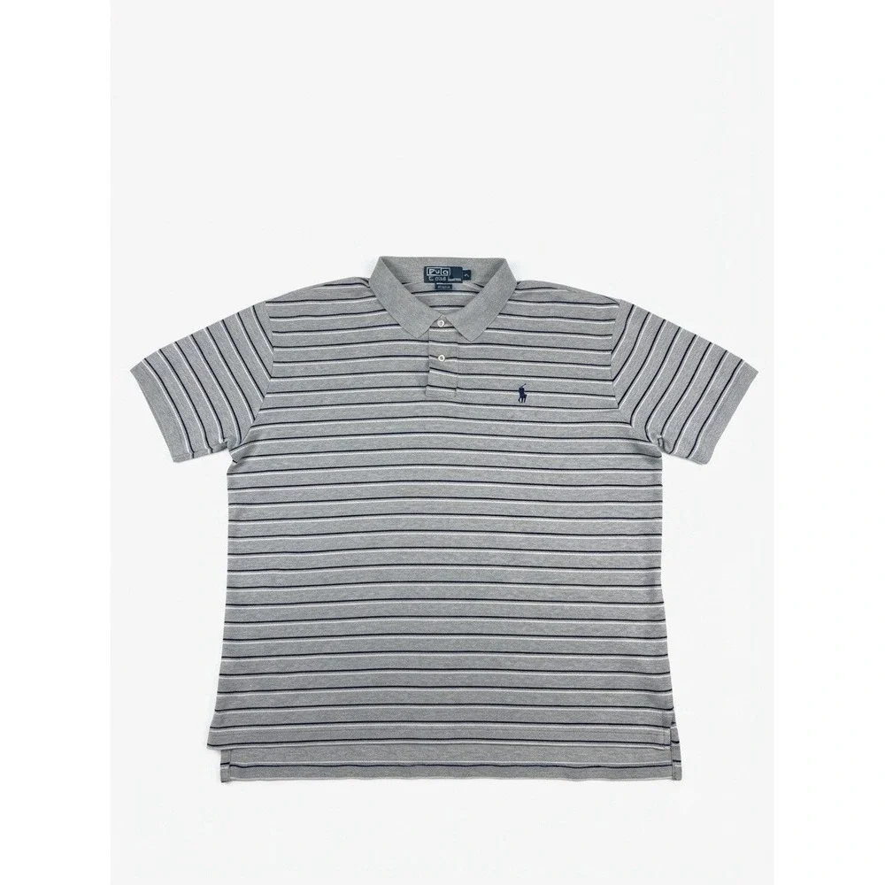 Polo by Ralph Lauren Striped Polo Shirt Men's XL Gray Cotton Short Sleeve Class